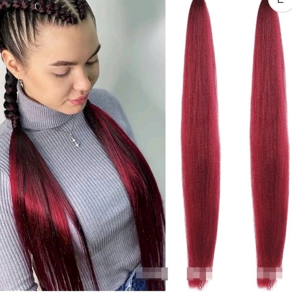 NWT pack of 2 synthetic braiding hair, color 900# deep burgundy/wine red 27"